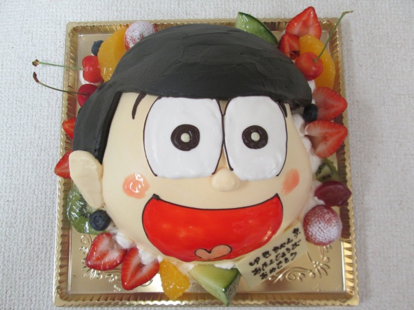 バースデーケーキに おそ松さんの十四松さんをご指定の顔を立体形ケーキで 大阪市東住吉区 パティスリーデコ