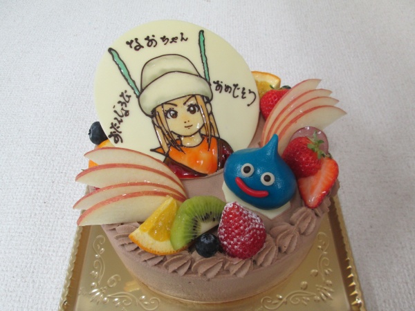 バースデーケーキに F Fのご指定のキャラをプレートで スライムを立体で 大阪市東住吉区 パティスリーデコ
