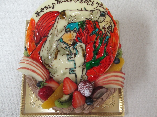 バースデーケーキに ジョジョの奇妙な冒険の指定イラストをプレートでトッピング 大阪市東住吉区 パティスリーデコ