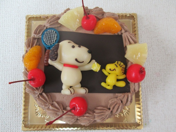 通販ケーキで テニスをするスヌーピーとウッドストックを立体でトッピング 大阪市東住吉区 パティスリーデコ