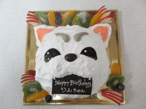 バースデーケーキに アニメ銀魂の犬のキャラクター定春を立体形ケーキで 大阪市東住吉区 パティスリーデコ