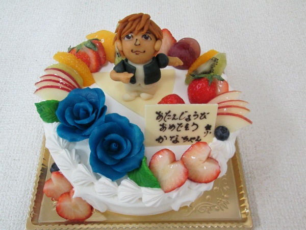 バースデーケーキに 三代目jsbのがんちゃんと青いバラを立体でトッピング 大阪市東住吉区 パティスリーデコ