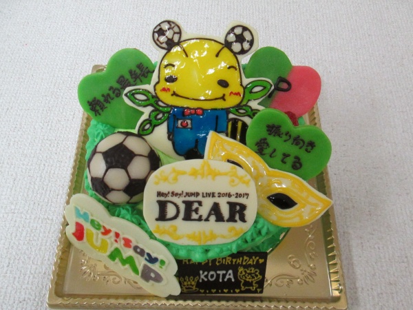バースデーケーキに ヘイセイジャンプのマスコットやロゴをプレートでトッピング 大阪市東住吉区 パティスリーデコ