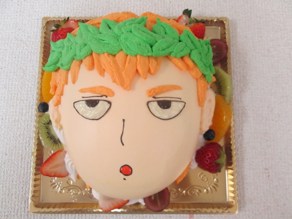 バースデーケーキに アニメのモブサイコのキャラクターの顔を立体形ケーキで 大阪市東住吉区 パティスリーデコ