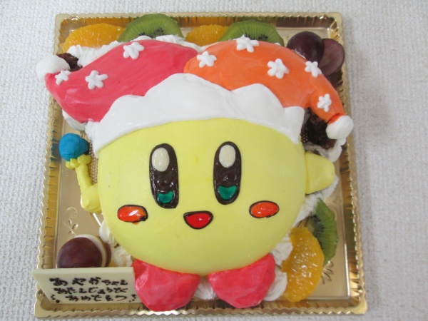 バースデーケーキに ご指定イラストの星のカービィを立体形ケーキで 大阪市東住吉区 パティスリーデコ