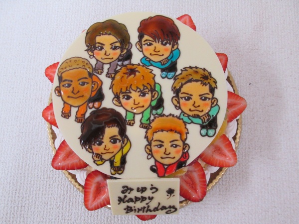 バースデーケーキに ジェネレーションズのご指定のイラストをプレートでトッピング 大阪市東住吉区 パティスリーデコ