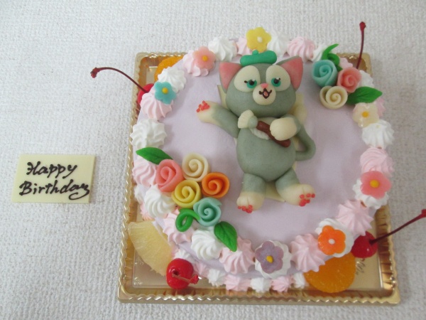 通販ケーキで 小花をトッピングしたケーキにジェラトーニを立体でトッピング 大阪市東住吉区 パティスリーデコ