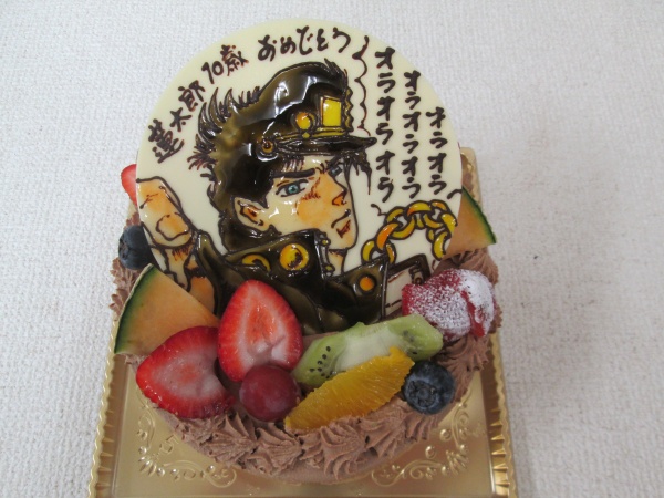 バースデーケーキに ジョジョの奇妙な冒険のジョジョのご指定イラストをプレートで 大阪市東住吉区 パティスリーデコ