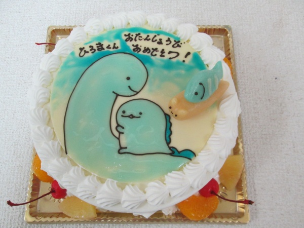 通販ケーキで すみっこぐらしのトカゲとトカゲのお母さんをプレートで にせつむりを立体で 大阪市東住吉区 パティスリーデコ