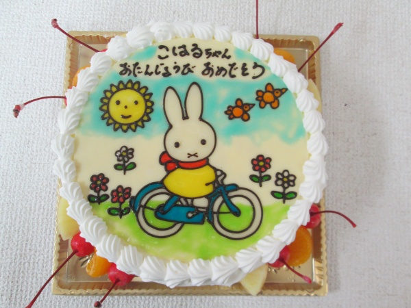通販ケーキで ミッフィーちゃんをお任せイラストのプレートをトッピング 大阪市東住吉区 パティスリーデコ