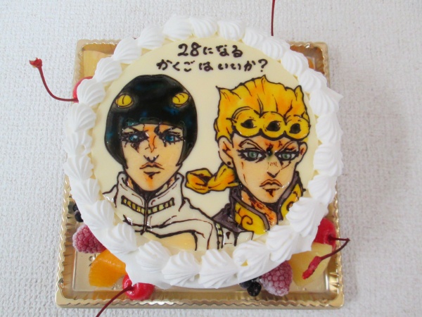 通販ケーキで ジョジョの奇妙な冒険のジョルノとブチャラティをプレートで 大阪市東住吉区 パティスリーデコ