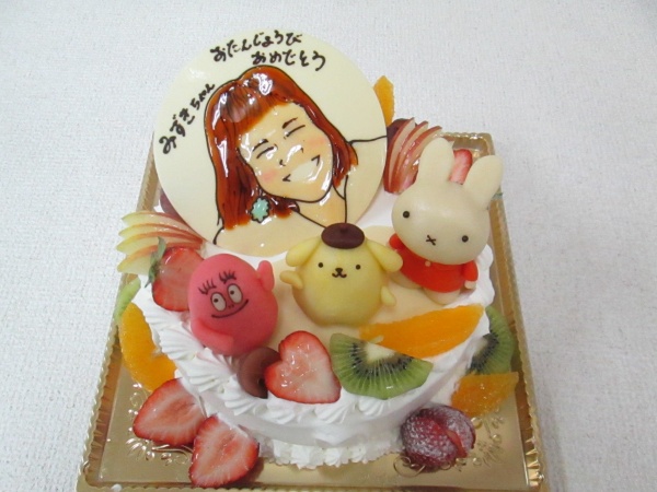 バースデーケーキに 似顔絵をプレートでミッフィー プリン バーバパパを立体でトッピング 大阪市東住吉区 パティスリーデコ