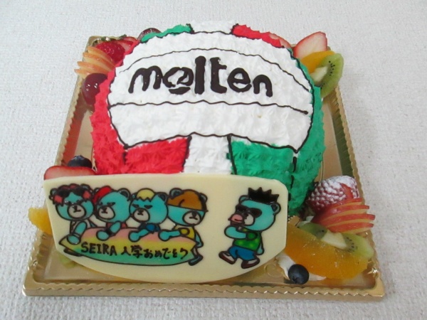 バースデーケーキに ご指定のバレーボールを立体形ケーキで 大阪市東住吉区 パティスリーデコ