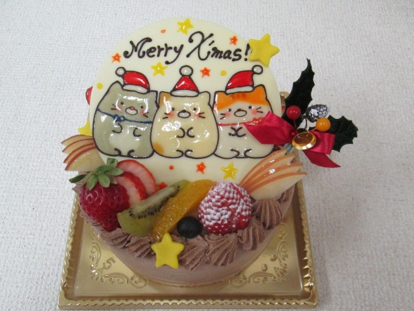 クリスマスケーキに ご指定のすみっこぐらしのイラストプレートをトッピング 大阪市東住吉区 パティスリーデコ