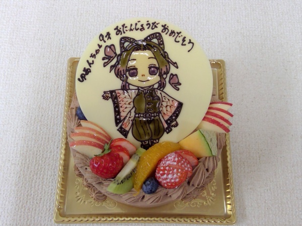 バースデーケーキに 鬼滅の刃のご指定キャラクターイラストをプレートでトッピング 大阪市東住吉区 パティスリーデコ