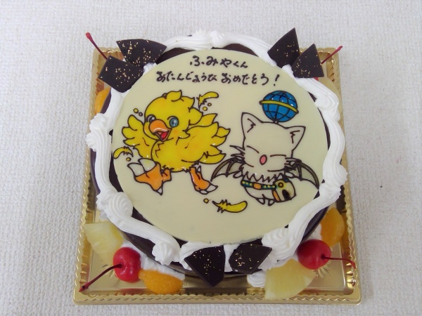 通販ケーキで ファイナルファンタジーのチョコボとモーグリをプレートで 大阪市東住吉区 パティスリーデコ