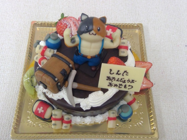 バースデーケーキに フォートナイトのニャッスルとアイテムを立体でトッピング 大阪市東住吉区 パティスリーデコ